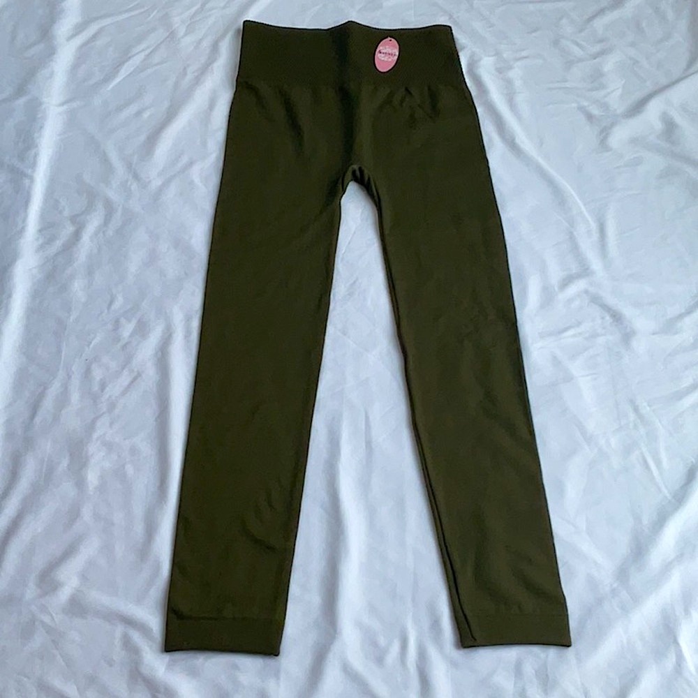 NWT Anemone Women’s Fleece Lined Wide Band Leggings In Olive OSFM